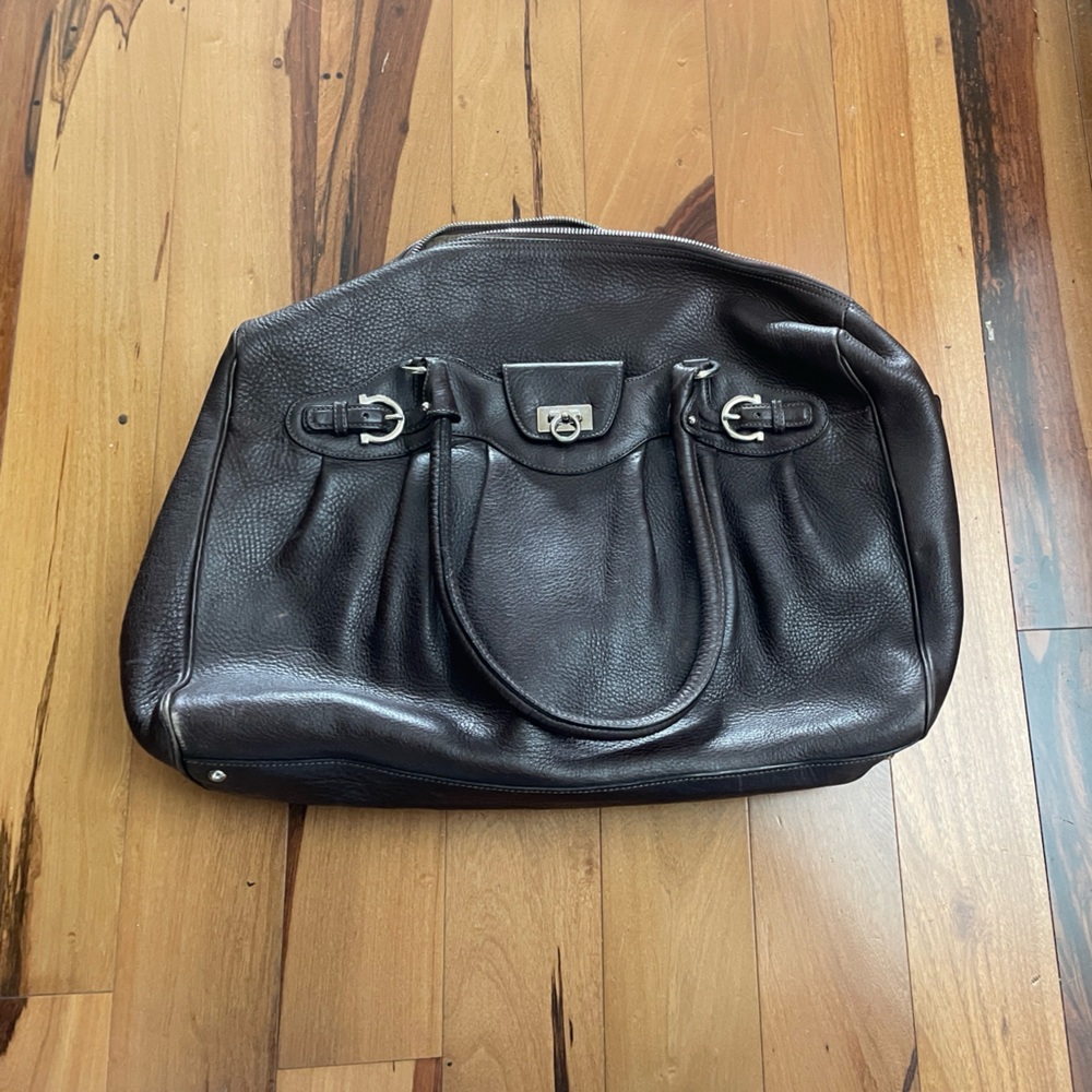 Salvatore Ferragamo Chocolate Brown Leather Bag